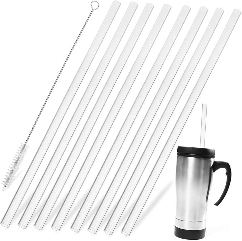 Silicone Straws 8 Pack With Cleaning Brush Flexible Reusable For Hot Cold Drinks - Image 1